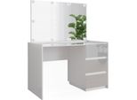 Vicco Tavolo Da Toilette Marla, 120 Cm Con Specchio, Luci Fiabesche A Led, Bianco Lucido