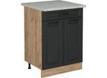 Vicco Mobiletto Base Per Cucina R-Line, 60 Cm Pl Marmo, Antracite Casa Di Campagna/Quercia Dorata