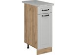 Vicco Mobiletto Base Per Cucina R-Line, 30 Cm Pl Marmo, Bianco Casa Di Campagna/Quercia Dorata