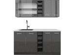 Vicco Cucina Completa R-Line, 160 Cm , Pl Marmo, Antracite Lucido/Antracite
