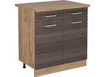Vicco Mobiletto Base Per Cucina R-Line, 80 Cm , Pl Rovere, Grigio Nobile/Quercia Dorata