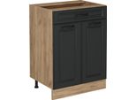 Vicco Mobiletto Base Per Cucina R-Line, 60 Cm Con Cassetto, Senza Piano Di Lavoro, Antracite Casa Di Campagna/Quercia Dorata