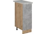 Vicco Armadio Cucina Dispensa Alto R-Line, 30 Cm Pl Marmo, Calcestruzzo/Quercia Dorata
