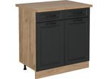 Vicco Mobiletto Base Per Cucina R-Line, 80 Cm , Pl Rovere, Antracite Casa Di Campagna/Quercia Dorata