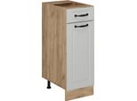 Vicco Mobiletto Base Per Cucina R-Line, 30 Cm Senza Piano Di Lavoro, Bianco Casa Di Campagna/Quercia Dorata