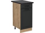 Vicco Mobiletto Base Per Cucina R-Line, 40 Cm , Pl Antracite, Antracite Casa Di Campagna/Quercia Dorata