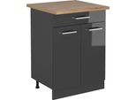 Vicco Mobiletto Base Per Cucina R-Line, 60 Cm , Pl Rovere, Antracite Lucido/Antracite