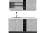 Vicco Cucina Completa R-Line, 160 Cm , Pl Marmo, Calcestruzzo/Antracite