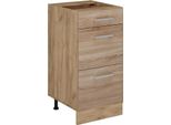 Vicco Mobiletto Base Per Cucina R-Line, 40 Cm Con Cassetti, Senza Piano Di Lavoro, Sonoma/Quercia Dorata