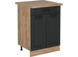 Vicco Mobiletto Base Per Cucina R-Line, 60 Cm Con Cassetto, Pl Rovere, Antracite Casa Di Campagna/Quercia Dorata