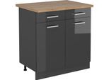 Vicco Mobiletto Base Per Cucina R-Line, 80 Cm , Pl Rovere, Antracite Lucido/Antracite