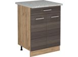 Vicco Mobiletto Base Per Cucina R-Line, 60 Cm Pl Marmo, Grigio Nobile/Quercia Dorata