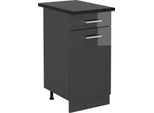 Vicco Mobiletto Base Per Cucina R-Line, 40 Cm , Pl Antracite, Antracite Lucido/Antracite