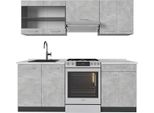 Vicco Cucina Componibile R-Line, 200 Cm , Pl Marmo, Calcestruzzo/Antracite