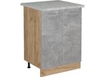 Vicco Mobiletto Base Cucina R-Line, 60 Cm Pl Marmo, Calcestruzzo/Quercia Dorata
