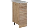 Vicco Mobiletto Base Per Cucina R-Line, 30 Cm Pl Marmo, Sonoma/Quercia Dorata