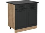 Vicco Mobiletto Base Per Cucina R-Line, 80 Cm , Pl Antracite, Antracite Casa Di Campagna/Quercia Dorata