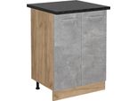 Vicco Mobiletto Base Cucina R-Line, 60 Cm , Pl Antracite, Calcestruzzo/Quercia Dorata