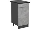 Vicco Mobiletto Base Per Cucina R-Line, 40 Cm , Pl Antracite, Calcestruzzo/Antracite