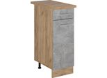 Vicco Mobiletto Base Per Cucina R-Line, 30 Cm , Pl Rovere, Calcestruzzo/Quercia Dorata