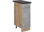 Vicco Mobiletto Base Per Cucina R-Line, 30 Cm , Pl Antracite, Calcestruzzo/Quercia Dorata