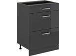 Vicco Mobiletto Base Per Cucina R-Line, 60 Cm Con Cassetti, Senza Piano Di Lavoro, Antracite Lucido/Antracite