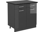 Vicco Mobiletto Base Per Cucina R-Line, 80 Cm , Pl Antracite, Antracite Lucido/Antracite