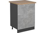 Vicco Mobiletto Base Cucina R-Line, 60 Cm , Pl Rovere, Calcestruzzo/Antracite