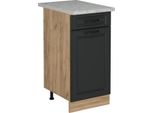 Vicco Mobiletto Base Per Cucina R-Line, 40 Cm Pl Marmo, Antracite Casa Di Campagna/Quercia Dorata