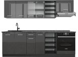 Vicco Cucina Componibile R-Line, 240 Cm , Pl Antracite, Antracite Lucido/Antracite