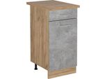 Vicco Mobiletto Base Per Cucina R-Line, 40 Cm , Pl Rovere, Calcestruzzo/Quercia Dorata