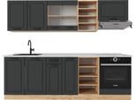 Vicco Cucina Componibile R-Line, 240 Cm , Pl Marmo, Antracite Casa Di Campagna/Rovere Dorato