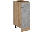 Vicco Mobiletto Base Per Cucina R-Line, 30 Cm Senza Piano Di Lavoro, Calcestruzzo/Quercia Dorata