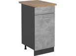 Vicco Mobiletto Base Per Cucina R-Line, 40 Cm , Pl Rovere, Calcestruzzo/Antracite