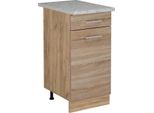 Vicco Mobiletto Base Per Cucina R-Line, 40 Cm Pl Marmo, Sonoma/Quercia Dorata