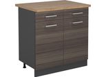 Vicco Mobiletto Base Per Cucina R-Line, 80 Cm , Pl Rovere, Grigio Nobile/Antracite