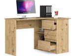 Bdw, Scrivania Angolare Destra, 3 Cassetti, 4 Ripiani, Rovere Artisan Destra