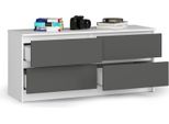 Cassettiera Bdw, 4 Cassetti, Molto Spazio, Armadio, Bianco - Grigio