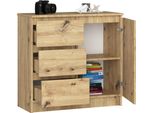 Bdw, Cassettiera, 3 Cassetti, 1 Anta, Armadio, Credenza, Rovere Artisan