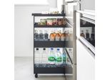 Carrello Da Cucina Yamazaki Carrello Per Nicchie Carrello Rotante Scaffale Rotante Stretto Scaffale Da Bagno 4 Livelli Nero 12X80X48Cm