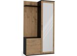 Bdw Set Duo Specchio Guardaroba, Armadio, Antracite/Rovere Artigianale, 180X100X35Cm