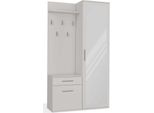 Bdw Set Armadio Duo Con Specchio, Armadio, Bianco, 180X100X35Cm