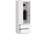 Bdw, Armadio 2 Ante 2 Cassetti, 180X60X51 Cm, Bianco