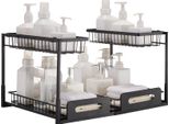 Vevor Mobile Lavello Espandibile Con 2 Livelli Sotto Il Lavello (27 X 36 X 28 Cm), Ripiano Per Cucina E Bagno (Nero, Confezione Da 2)