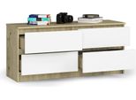 Bdw Cassettiera, 4 Cassetti, Molto Spazio, Armadio, Sonoma Artisan - Bianco