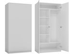 Bdw Armadio 2 Ante, 6 Ripiani, Bianco, 180X90X50