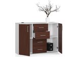 Cassettiera Con 4 Cassetti E 2 Ante, 110X80X35, Soggiorno, Bianco / Venga
