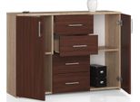 Cassettiera Con 4 Cassetti E 2 Ante, 110X80X35, Soggiorno, Rovere Sonoma / Venga