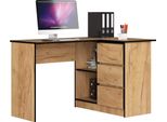 Bdw, Scrivania Angolare Destra, 3 Cassetti, 4 Ripiani, Rovere Artigianale Destra