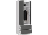Bdw, Armadio 2 Ante 2 Cassetti, 180X60X51 Cm, Bianco/Grigio